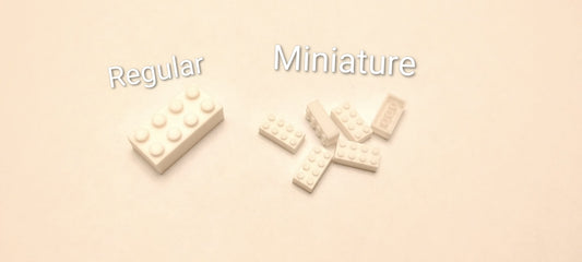Regular vs miniature building bricks size comparison